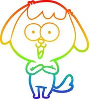 rainbow gradient line drawing cute cartoon dog vector