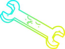 cold gradient line drawing cartoon spanner vector