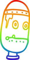 rainbow gradient line drawing cartoon retro robot head vector