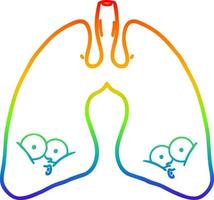 rainbow gradient line drawing cartoon lungs vector