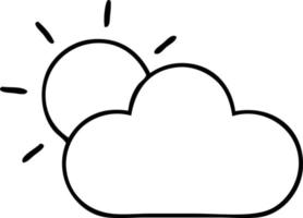 line drawing cartoon sun and storm cloud vector