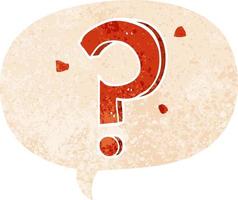 cartoon question mark and speech bubble in retro textured style vector