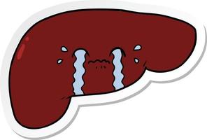 sticker of a cartoon liver vector