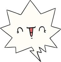 happy cartoon face and speech bubble vector