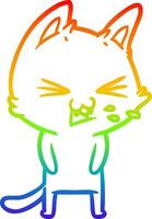 rainbow gradient line drawing cartoon cat hissing vector