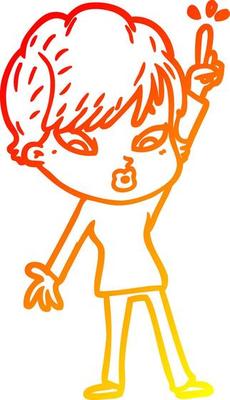 warm gradient line drawing cartoon woman