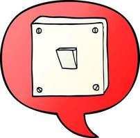 cartoon light switch and speech bubble in smooth gradient style vector