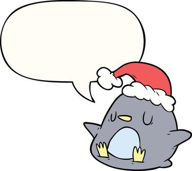 lindo pingüino de dibujos animados y bocadillo de diálogo vector