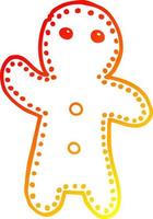 warm gradient line drawing cartoon gingerbread man vector