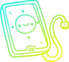 cold gradient line drawing cartoon mobile phone device vector