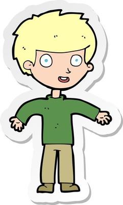 sticker of a cartoon happy man
