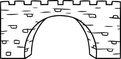line drawing doodle of a stone bridge vector