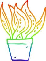 rainbow gradient line drawing cartoon house plant vector