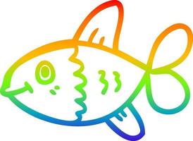 rainbow gradient line drawing cartoon fish vector