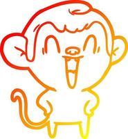 warm gradient line drawing cartoon laughing monkey vector