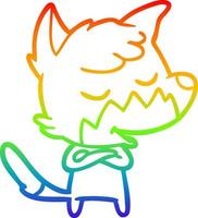 rainbow gradient line drawing friendly cartoon fox vector