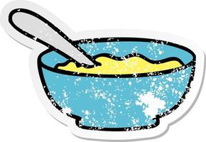 distressed sticker of a quirky hand drawn cartoon bowl of soup vector