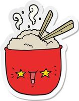sticker of a cartoon rice bowl with face vector