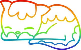 rainbow gradient line drawing cartoon cat sleeping vector