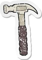 retro distressed sticker of a cartoon hammer vector