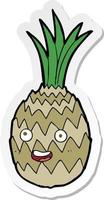 sticker of a cartoon happy pineapple vector