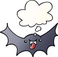 cartoon vampire bat and thought bubble in smooth gradient style vector