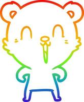 rainbow gradient line drawing happy cartoon bear vector