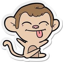 sticker of a funny cartoon monkey vector