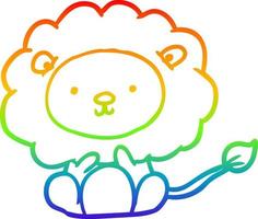 rainbow gradient line drawing cute lion vector