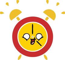 flat color retro cartoon alarm clock vector