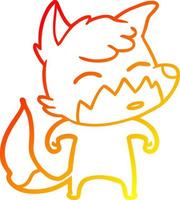 warm gradient line drawing cartoon fox vector