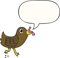 cartoon bird and worm and speech bubble vector