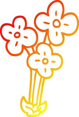 warm gradient line drawing cartoon bunch of flowers