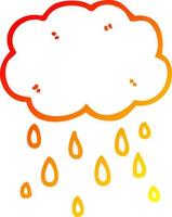 warm gradient line drawing cartoon cloud raining vector