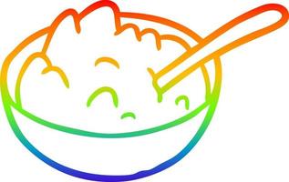 rainbow gradient line drawing bowl of porridge vector