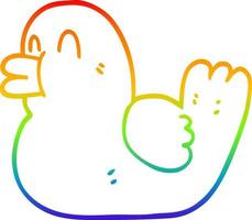 rainbow gradient line drawing cartoon rubber duck vector