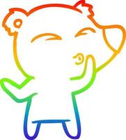 rainbow gradient line drawing cartoon whistling bear vector