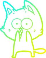 línea de gradiente frío dibujo divertido gato de dibujos animados vector