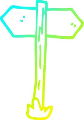 cold gradient line drawing cartoon painted direction sign posts