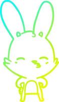 cold gradient line drawing curious bunny cartoon vector