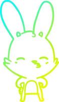 cold gradient line drawing curious bunny cartoon vector