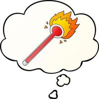 cartoon thermometer and thought bubble in smooth gradient style vector