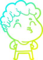 cold gradient line drawing cartoon man pouting vector