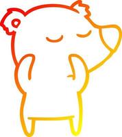 warm gradient line drawing happy cartoon polar bear vector