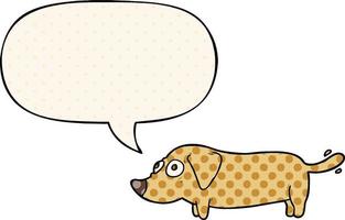 cartoon little dog and speech bubble in comic book style vector