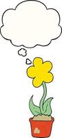 cute cartoon flower and thought bubble vector