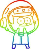 arco iris gradiente línea dibujo feliz astronauta dibujos animados vector