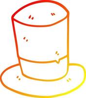 warm gradient line drawing cartoon top hat vector