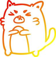 warm gradient line drawing angry cat vector