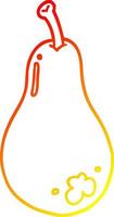 warm gradient line drawing cartoon pear vector